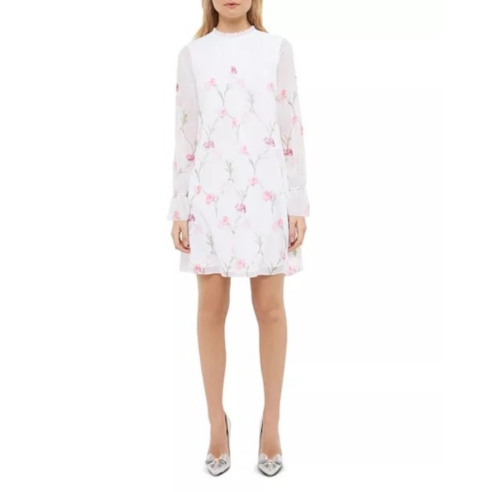 Ted Baker London DANIEA Sketchbook Floral Mini Dress Ruffle 0‎ XS Prom Romantic